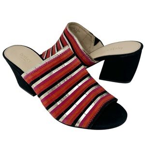 NEW Botkier Women Marley Suede Metallic Open Toe Mule Heeled Sandals Shoes 7.5